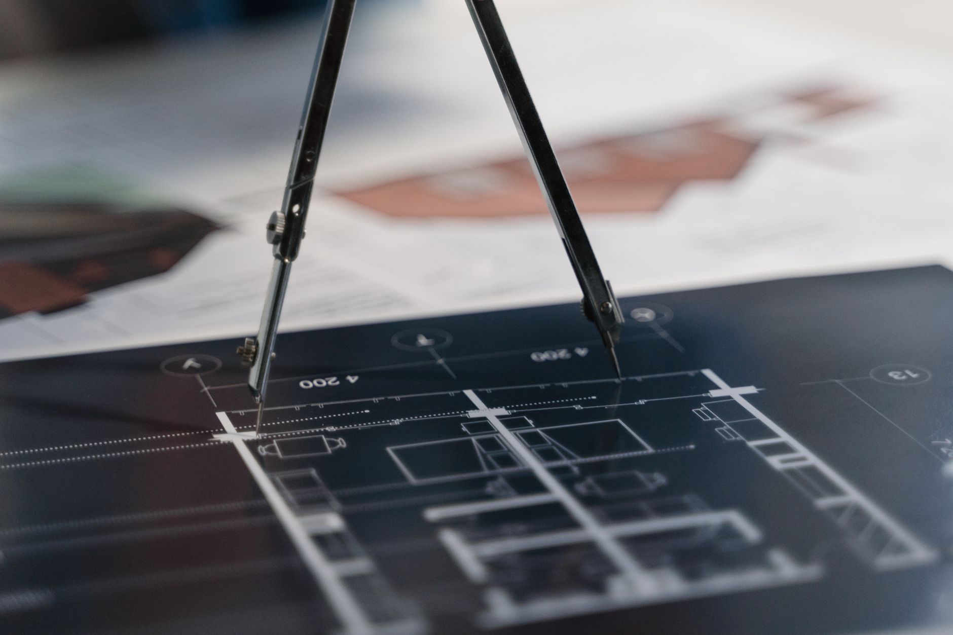 Blueprints and project plans laid out for review